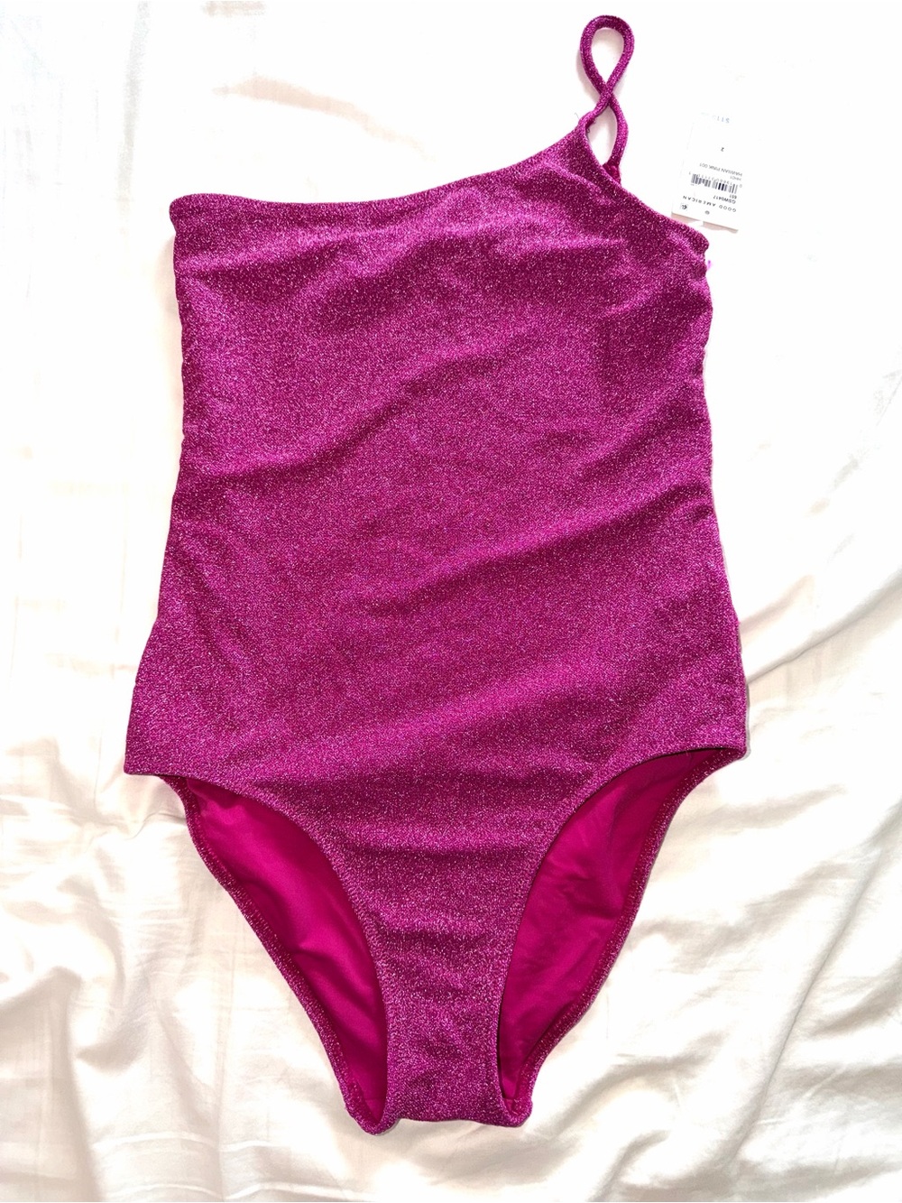 Good American 90s Hot One-Shoulder Sparkle One-Piece Swimsuit